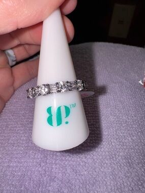 bp Silver-Tone Cubic Zirconia Band with Clear Stones